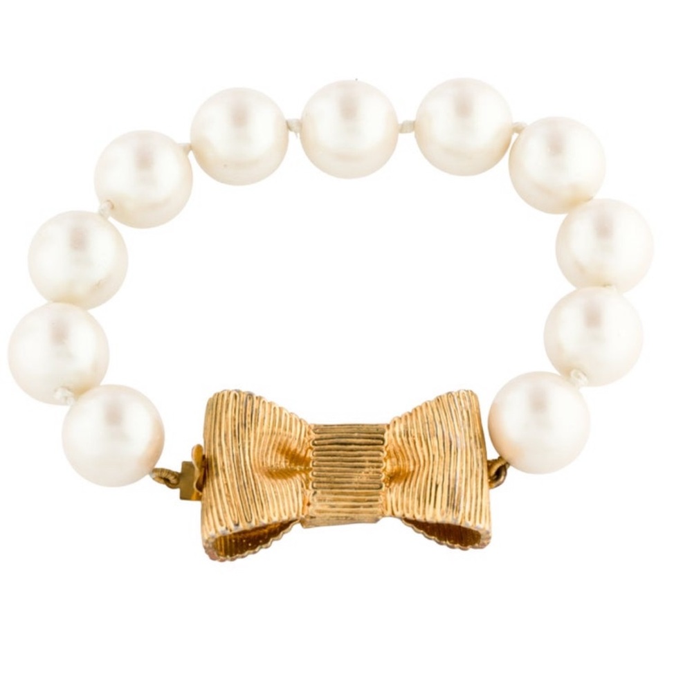 EUC:Kate Spade Pearl & Gold Bow Bracelet, matches ring listed separately! SALE 😊 - Picture 8 of 8